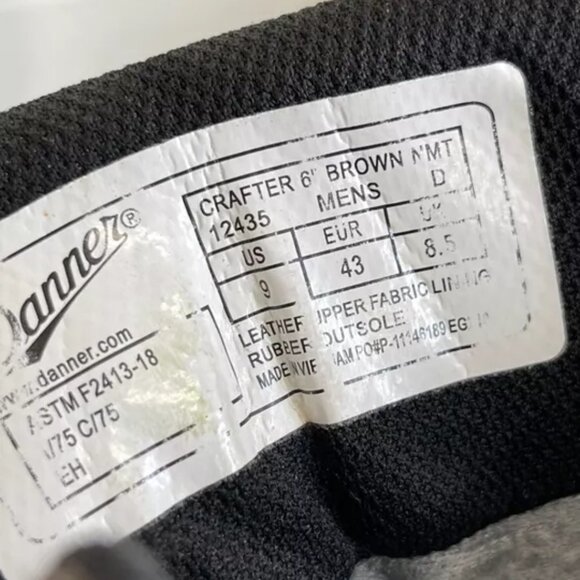 Danner Crafter 6" Brown Leather Work Boots Waterproof Lace Up Men's Size 9 D - Picture 7 of 12